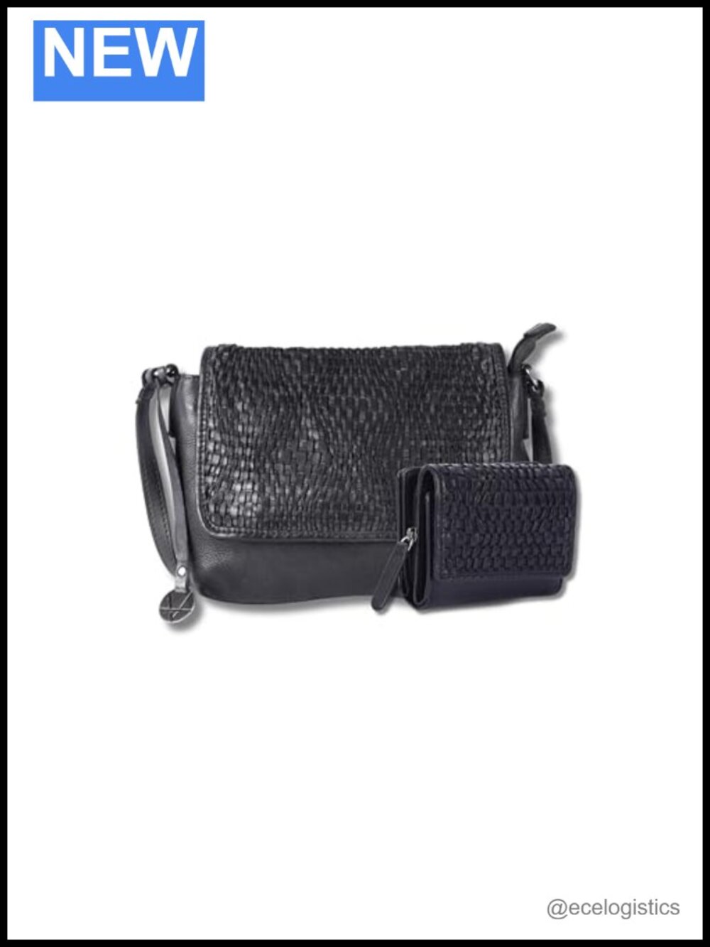 Genuine Leather Crossbody Bag & Wallet Set for Women Zipper Closure